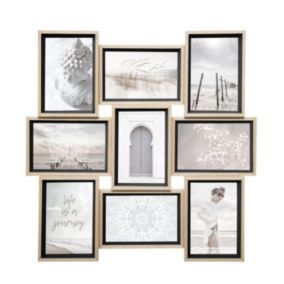 Pêle - mêle "Moly" - bois et verre - 9 photos - Blanc- Atmosphera