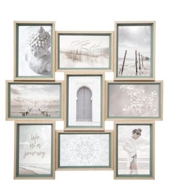 Pêle - mêle "Moly" - bois et verre - 9 photos - Blanc- Atmosphera