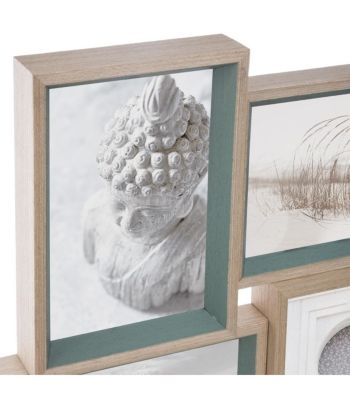 Pêle - mêle "Moly" - bois et verre - 9 photos - Blanc- Atmosphera