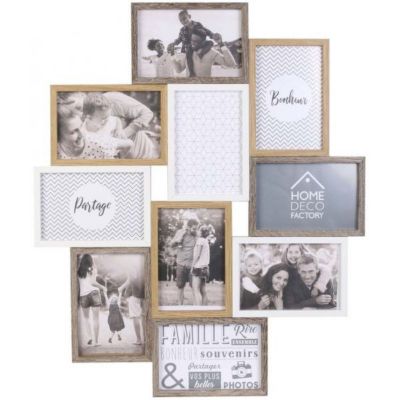 Pêlemêle bois et blanc photos 10x15 cm Family 10 photos