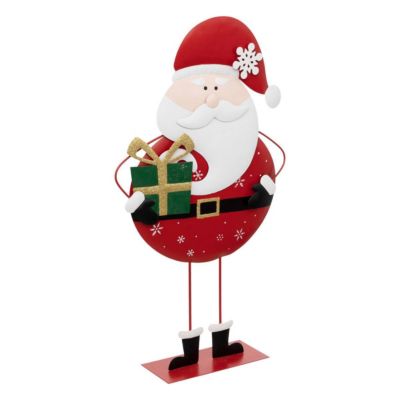 Père noël avec cadeau en métal 65cm - feeric lights & christmas