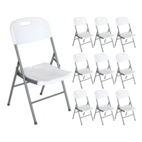 Pack 10 Chaises Pliantes avec Poignée 47x58x87cm Blanc O91