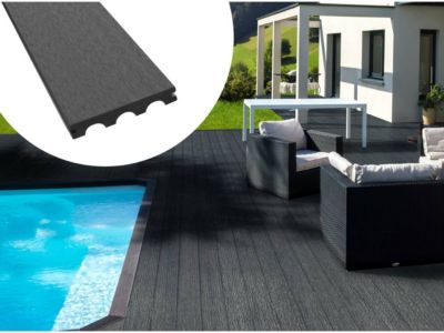 Pack 10 m²  Lames de terrasse composite pleines  Gris foncé