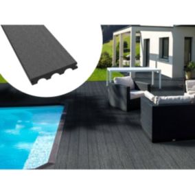 Pack 10 m²  Lames de terrasse composite pleines  Gris foncé