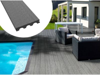 Pack 10 m²  Lames de terrasse composite pleines  Gris