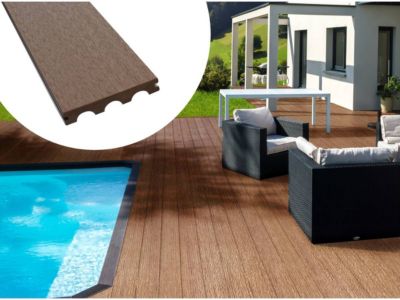 Pack 10 m²  Lames de terrasse composite pleines  Marron