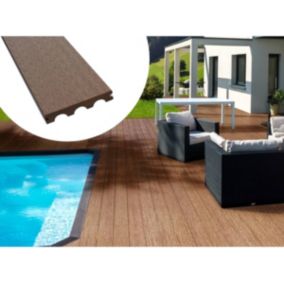 Pack 10 m²  Lames de terrasse composite pleines  Marron