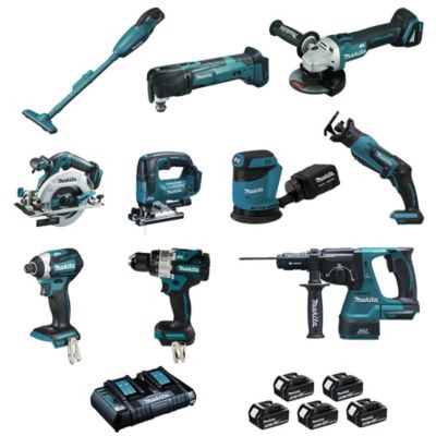 Pack 10 machines 18V MAKITA LOT0309 - DCL180 DHP486 DTD154 DGA506 DHS680 DHR243 DTM51 DJR183 DJV182 DBO180