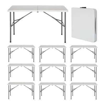 Pack 10 Tables de camping Pliantes Blanches 122x74cm 7house