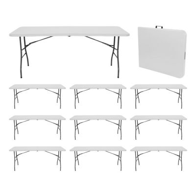 Pack 10 Tables Pliantes Rectangulaires Blanches 180x74cm Thinia Home