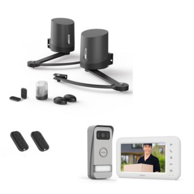 Pack 100% connecté avec motorisation portail battant Orane Connect + Visiophone Elia Smart 2 + 2 télécommandes supplémentaires