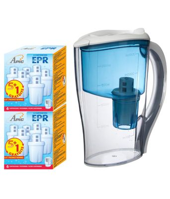 Pack 12 Cartouches et carafe filtrante bleue offerte