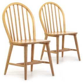 Pack 2 chaises Clarck Couleur Chêne, Bois Massif, 48 cm x 48 cm x 92 cm