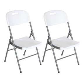 Pack 2 Chaises Pliantes avec Poignée 47x58x87cm Blanc O91