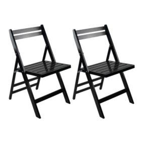 Pack 2 Chaises Pliantes en Bois de Bambou Biano Noir 46x44x78cm O91