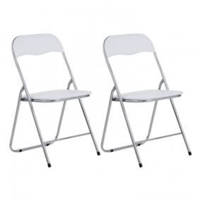 Pack 2 Chaises Pliantes Rembourrées Eleonor Blanches 44x46x79cm 7house