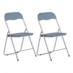 Pack 2 Chaises Pliantes Rembourrées Eleonor Gris 44x46x79cm 7house