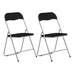 Pack 2 Chaises Pliantes Rembourrées Eleonor Noir 44x46x79cm 7house