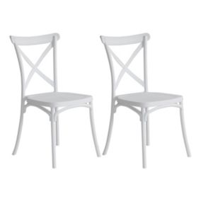 Pack 2 Chaises Restauration Empilables Caroline Blanc 45x40x87,5cm 7house