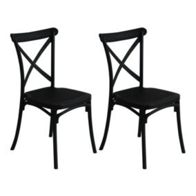 Pack 2 Chaises Restauration Empilables Caroline Noir 45x40x87,5cm 7house