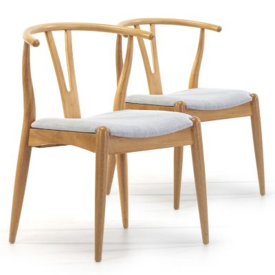 Pack 2 chaises Rustic, Couleur Chêne, Bois Massif, 55 cm x 54,5 cm x 76 cm