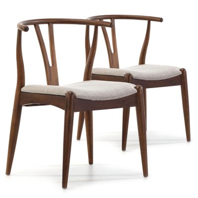 Pack 2 chaises Rustic, Couleur Noyer, Bois Massif, 55 cm x 54,5 cm x 76 cm