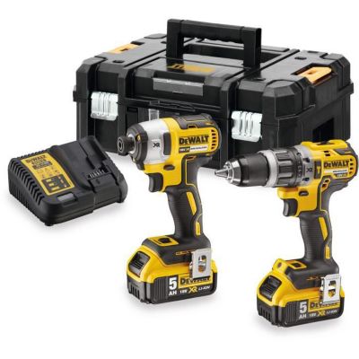 Pack 2 Outils 18v Dewalt Dck266p2t-qw : Perceuse-visseuse À Percussion Dcd796, Visseuse À Choc Dcf887, 2 Batteries 5,0 Ah, Coffret