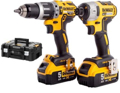 Pack 2 Outils 18v Dewalt Dck266p2t-qw : Perceuse-visseuse À Percussion Dcd796, Visseuse À Choc Dcf887, 2 Batteries 5,0 Ah, Coffret