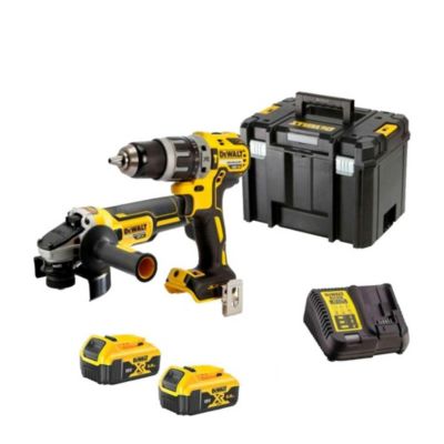 Pack 2 outils 18V XR (DCD796 + DCG405) + 2 batteries 5Ah + chargeur + coffret T-STAK - DEWALT - DCK2080P2T-QW