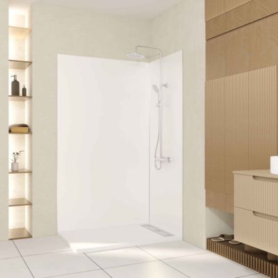 Pack 2 Panneaux Muraux en Aluminium Blanc 80+120x210 cm + Profilés Chrome
