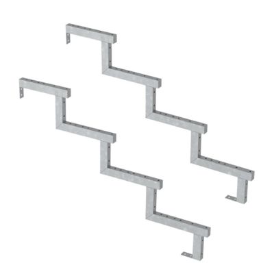 Pack 2 pièces - Limon acier galvanisé 4 marches - H 68cm - Option contremarches