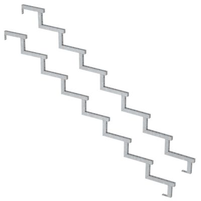Pack 2 pièces - Limon acier galvanisé 8 marches - H 136cm - Option contremarches