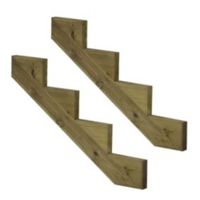 Pack 2 pièces - Limon bois autoclave - 4 marches - H 68cm
