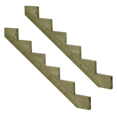 Pack 2 pièces - Limon bois autoclave - 6 marches - H 102cm