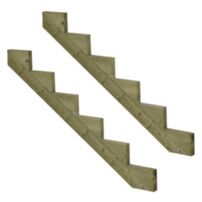 Pack 2 pièces - Limon bois autoclave - 6 marches - H 102cm