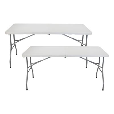 Pack 2 Tables Pliantes de Camping Blanches 122x74cm Thinia Home