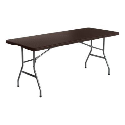 Pack 2 Tables Pliantes Rectangulaires Effet Rotin 180x74cm Thinia Home