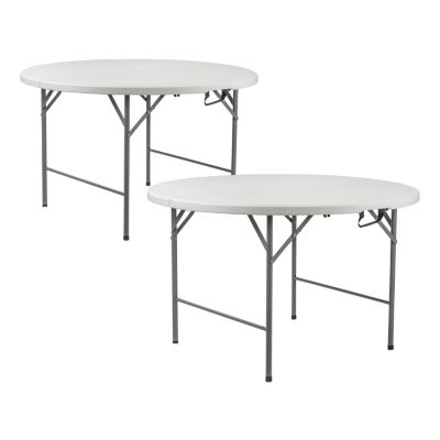 Pack 2 Tables Pliantes Rondes Effet Granit 150x74cm 7house