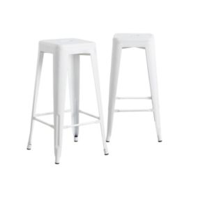 Pack 2 Tabourets Industriels Blanc Fort 43x43x77cm Thinia Home