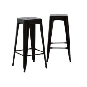 Pack 2 Tabourets Industriels Strong Noir 43x43x77cm Thinia Home