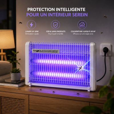Pack  2x Destructeurs d'insectes Electrique 20W Anti-Moustique 230V 30m2 ELECTRIS
