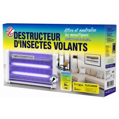 Pack  2x Destructeurs d'insectes Electrique 20W Anti-Moustique 230V 30m2 ELECTRIS