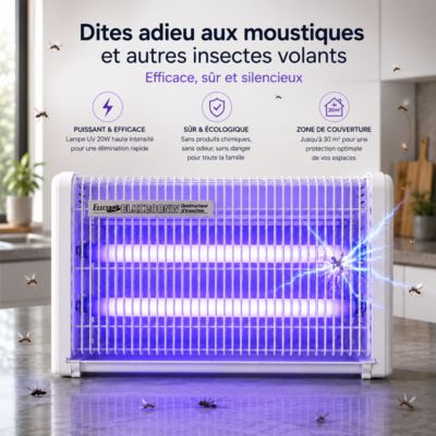 Pack  2x Destructeurs d'insectes Electrique 20W Anti-Moustique 230V 30m2 ELECTRIS