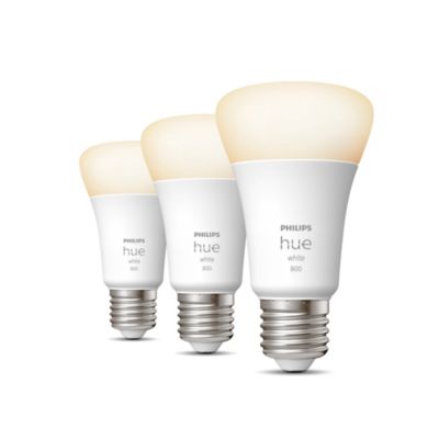 Pack 3 ampoules LED connecté Philips Hue Bluetooth A60 E27 880lm 9W 60W blanc chaud