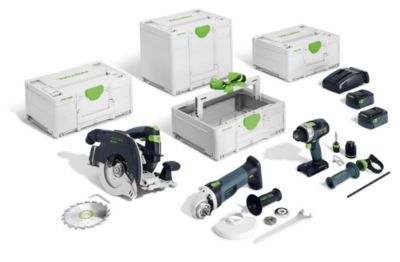 Pack 3 outils menuiserie 18V (HKC 55 + TPC 18 + AGC 18) + 2 batteries 5Ah + chargeur + Systainer - FESTOOL - 578025