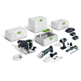 Pack 3 outils menuiserie 18V (HKC 55 + TPC 18 + AGC 18) + 2 batteries 5Ah + chargeur + Systainer - FESTOOL - 578025