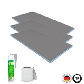 Pack 3 panneaux de construction WEDI 125 x 60 x 0,6 cm + colle polymere étanchéité 610 + bande d'armature collante