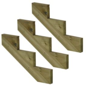 Pack 3 pièces - Limon bois autoclave - 3 marches - H 51cm