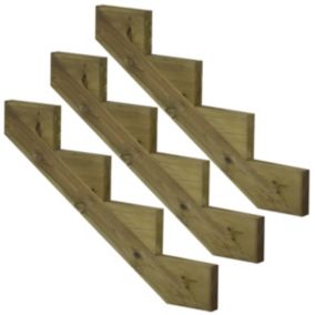 Pack 3 pièces - Limon bois autoclave - 4 marches - H 68cm