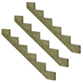 Pack 3 pièces - Limon bois autoclave - 6 marches - H 102cm